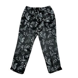 Sigrid Olsen Floral Embroidered Pants Silk Blend Black‎ Silver Womens 10 Fairy
